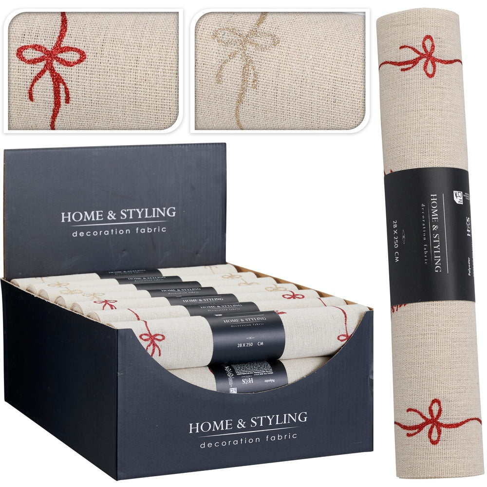 Table Runner - Cream with Bow - 28x150cm