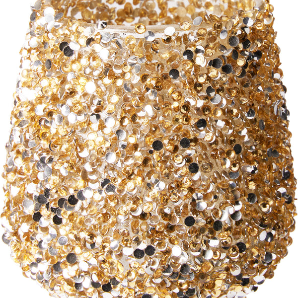 Beaded Gold Tea Light Holder - 8cm