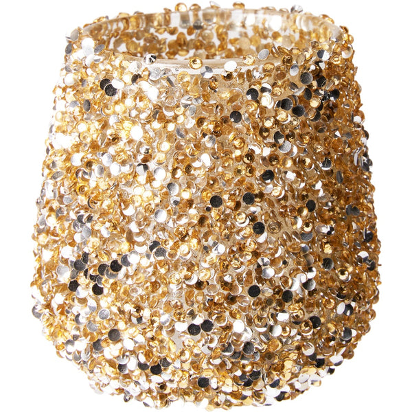 Beaded Gold Tea Light Holder - 8cm