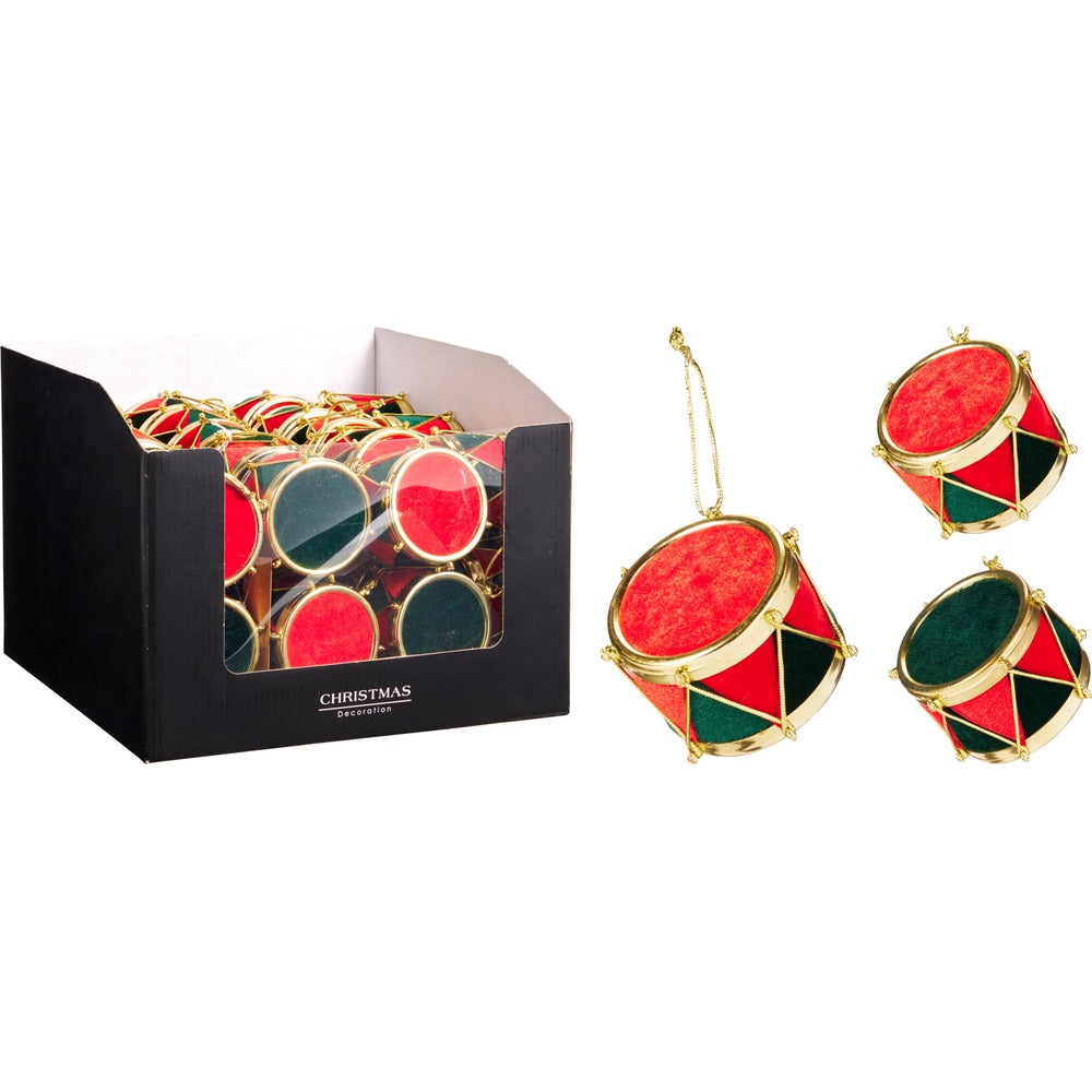 Christmas Drum Decorations 7.5cm | Two Assorted Designs