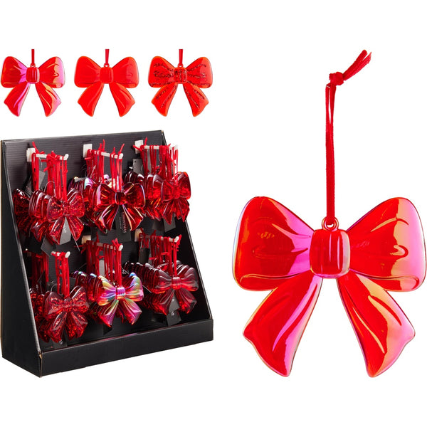 Christmas Red Bow Hang Decorations - Assorted Designs - 3 Pack
