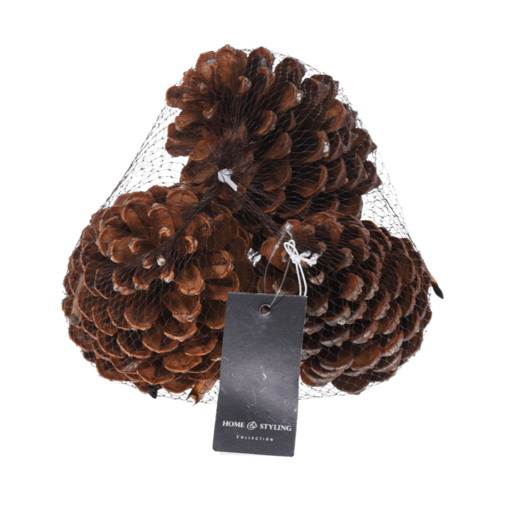 Natural Decorative Pine Cone Set - 3 Pieces, Assorted Sizes, Mesh Bag