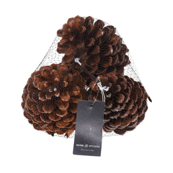 Natural Decorative Pine Cone Set - 3 Pieces, Assorted Sizes, Mesh Bag