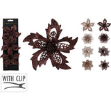 Christmas Glitter Flower Decorations | 3 Piece Set for Tree & Home