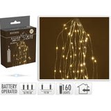 Christmas Silver LED Cascade Indoor Christmas Lights | 160 Warm White LEDs