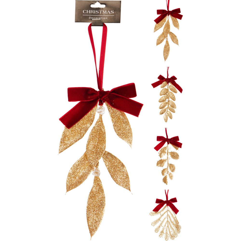 Christmas Leaf Hanging Decoration - Assorted Designs - 20cm