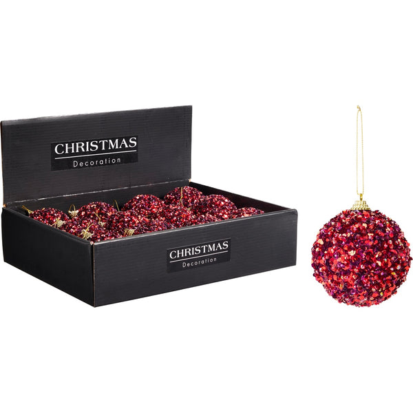 Christmas Bauble Glitter Burgundy 8cm | Christmas Tree Decoration