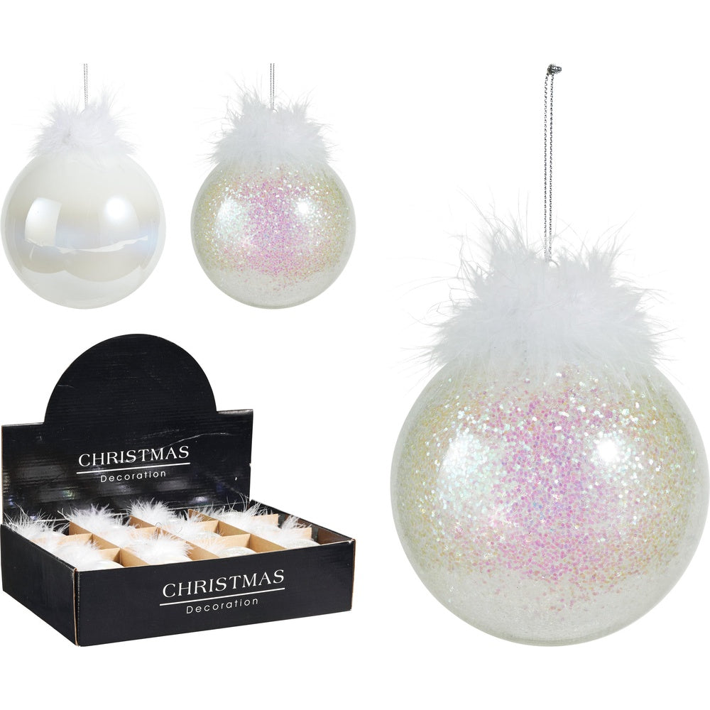 Christmas Baubles Pearl Effect 8cm | Assorted Designs