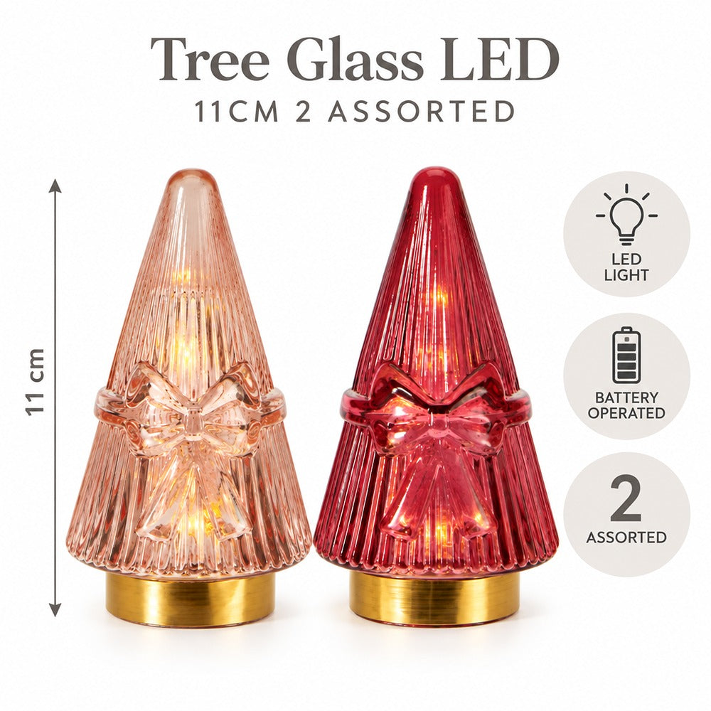 Christmas Tree Glass LED Ornament | Assorted Designs
