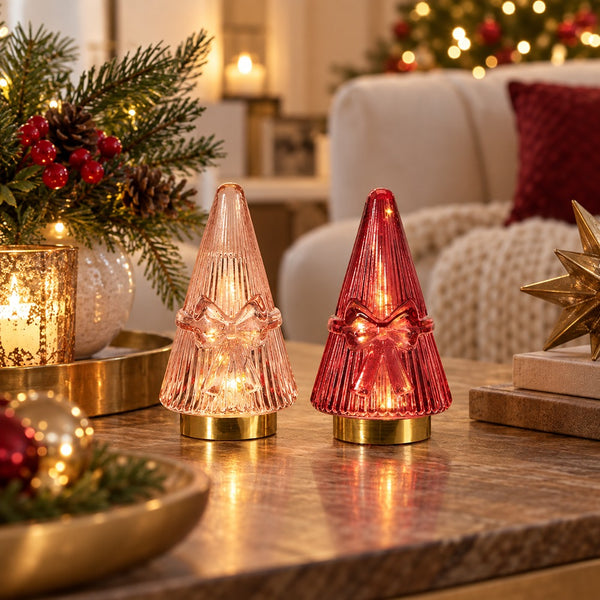 Christmas Tree Glass LED Ornament | Assorted Designs