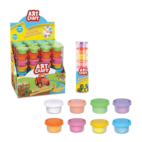 Art Craft Modelling Dough Tube Set - 8 Pieces, Assorted Colours