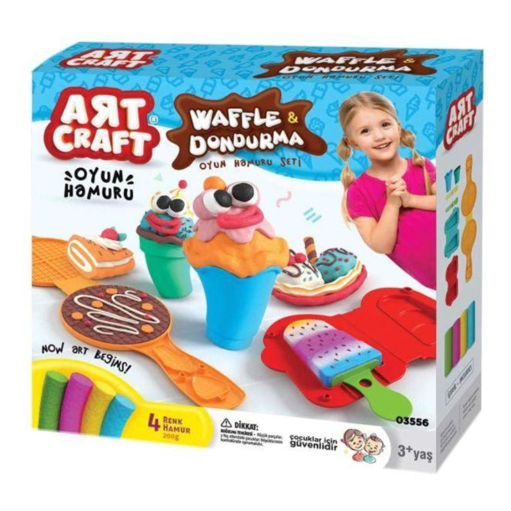 Art Craft Waffle and Ice Cream Modelling Dough Set - 200g, Assorted Colours
