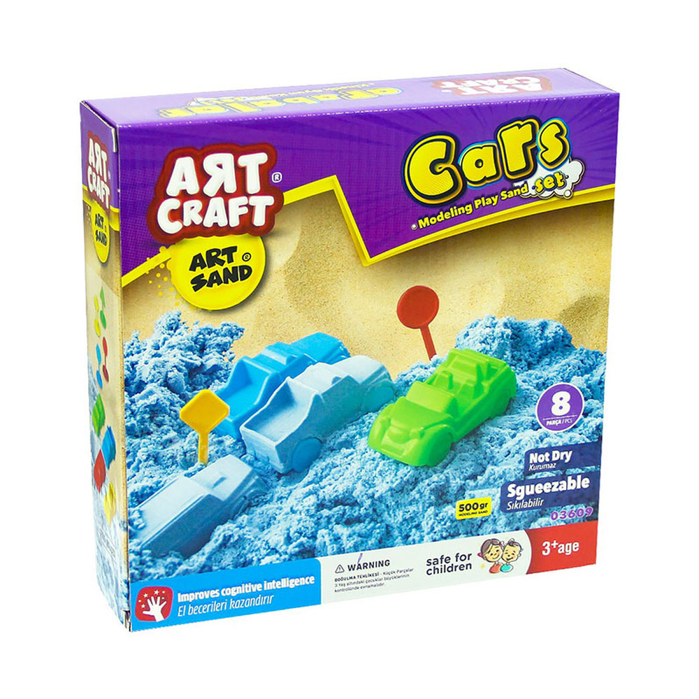 Vehicle Modelling Play Sand Set - 500g, 8 Pieces, Assorted Colours