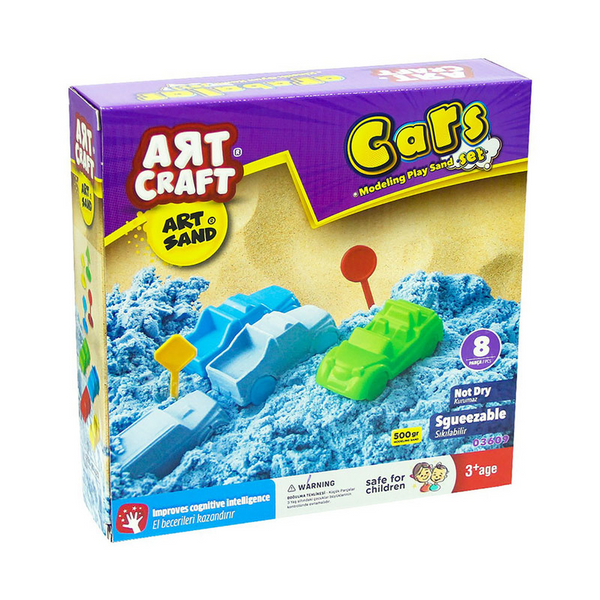 Vehicle Modelling Play Sand Set - 500g, 8 Pieces, Assorted Colours