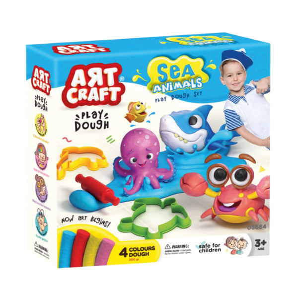 Sea Animals Play Dough Craft Set - 200g, Four Assorted Colours, Ages 3+