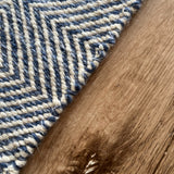 Rolf Blue Wool Geometric Diamond Rug - 120 x 180cm, Fringed Edges