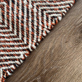Rolf Fringed Geometric Diamond Wool Rug - Rust/Black, 120 x 180cm