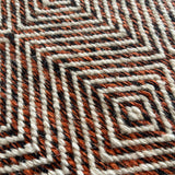 Rolf Fringed Geometric Diamond Wool Rug - Rust/Black, 120 x 180cm
