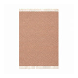 Rolf Geometric Diamond Fringed Wool Rug - Orange/Grey, 120 x 180cm