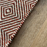 Rolf Geometric Diamond Fringed Wool Rug - Orange/Grey, 120 x 180cm