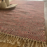 Rolf Geometric Diamond Wool Rug - Red and Black, 120 x 180cm