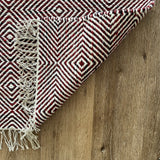 Rolf Geometric Diamond Wool Rug - Red and Black, 120 x 180cm