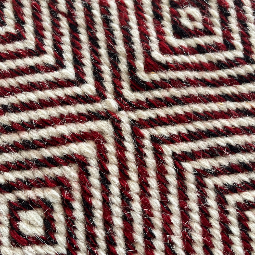 Rolf Geometric Diamond Wool Rug - Red and Black, 120 x 180cm