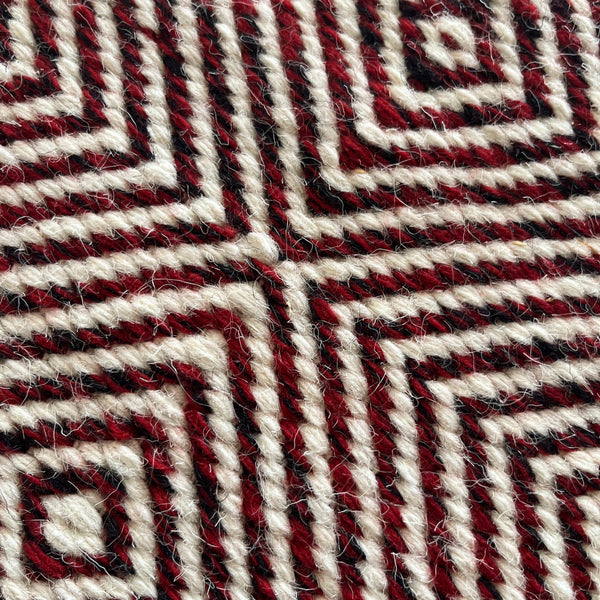 Rolf Geometric Diamond Wool Rug - Red and Black, 120 x 180cm