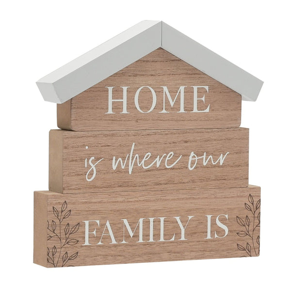 Moments House Family Mantel Plaque - Wood-Effect, Freestanding Sign