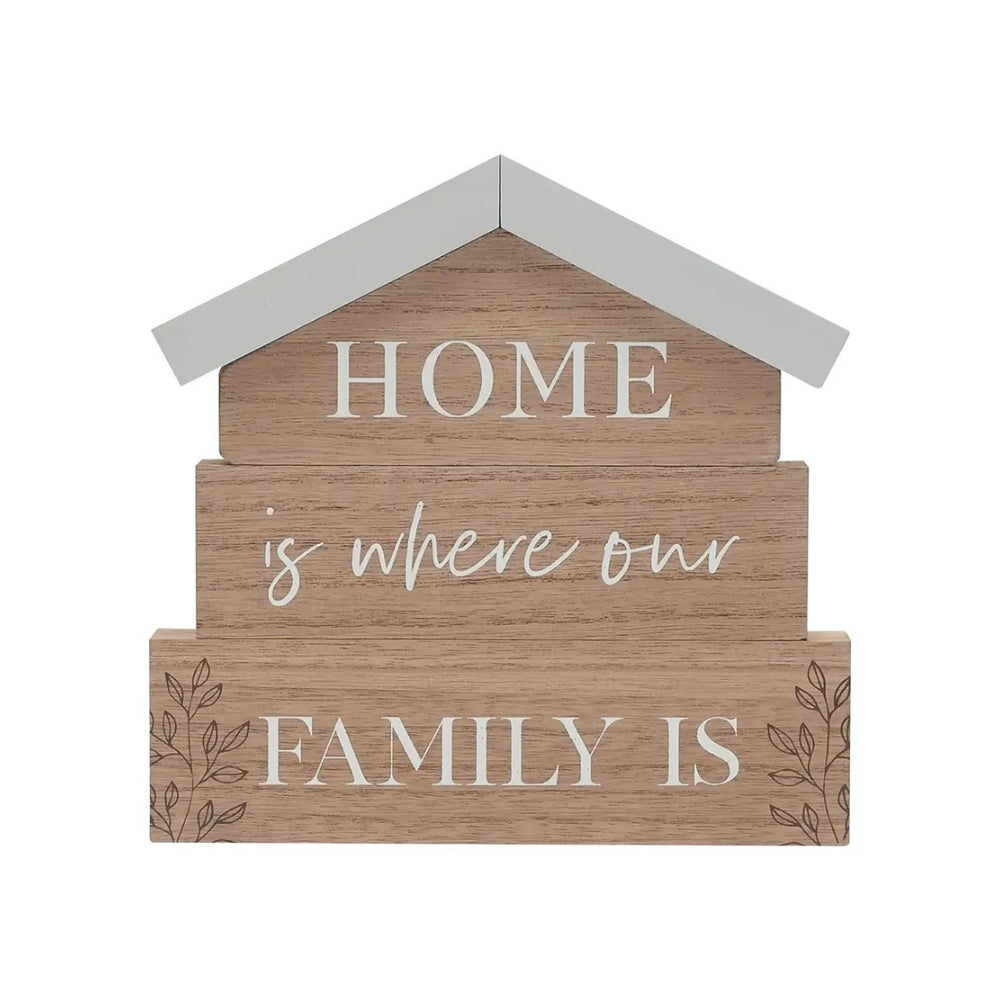 Moments House Family Mantel Plaque - Wood-Effect, Freestanding Sign