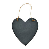 Large Heart Hanging Slate Plaque - Jute Cord, Reusable Chalk Surface