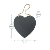 Large Heart Hanging Slate Plaque - Jute Cord, Reusable Chalk Surface