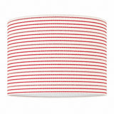 Red and Cream Striped Fabric Drum Lampshade - Woven Look Finish