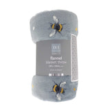 Printed Flannel Throw - Grey Bee - 120x150cm