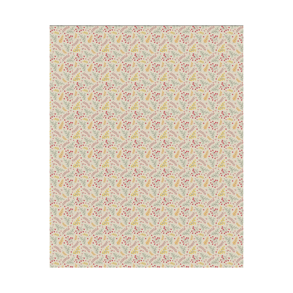 Autumnal Botanical Fleece Blanket Throw - 120 x 150cm, Cream