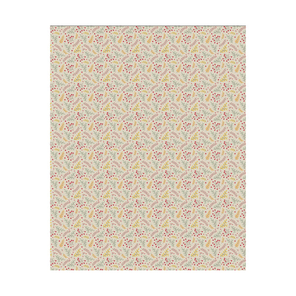 Autumnal Botanical Fleece Blanket Throw - 120 x 150cm, Cream