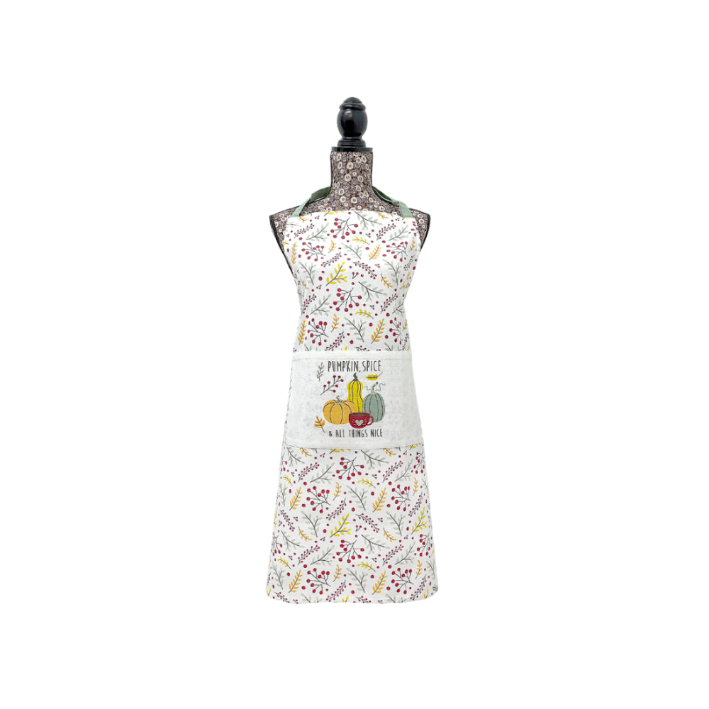 Pumpkin Spice Full-Length Bib Apron - Front Pocket, Autumn Print