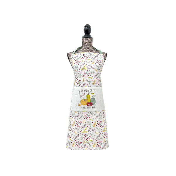 Pumpkin Spice Full-Length Bib Apron - Front Pocket, Autumn Print