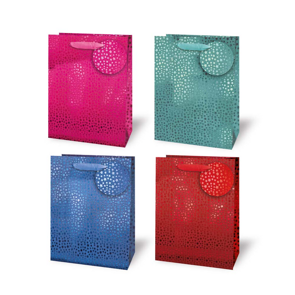Large Star Pattern Gift Bag - Assorted Colours, Matching Gift Tag