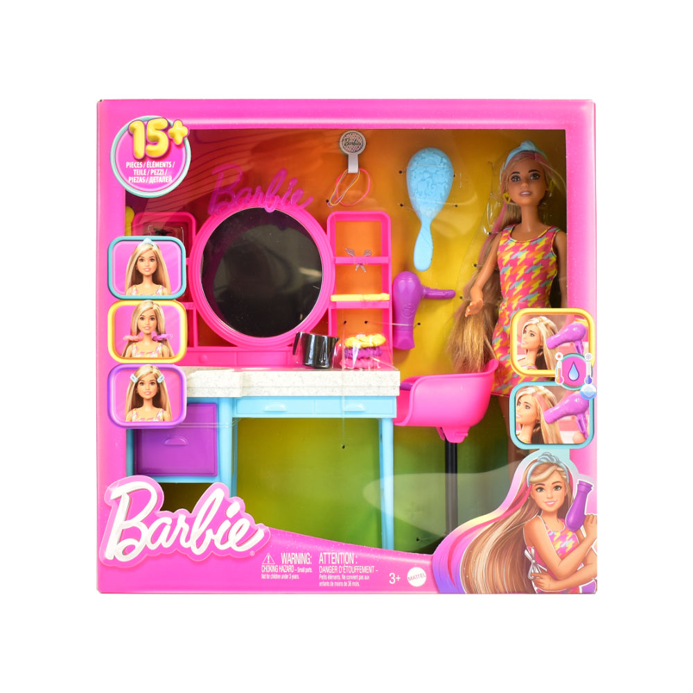 Barbie Hair Salon Doll Playset - 15+ Pieces, Vanity and Chair