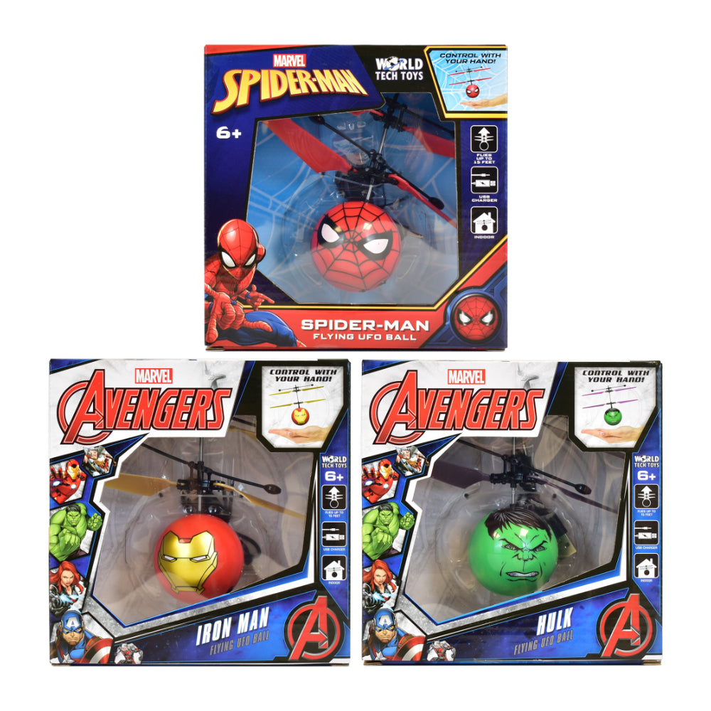 Marvel Heliball Flying Ball Toy - Assorted Designs, USB Rechargeable