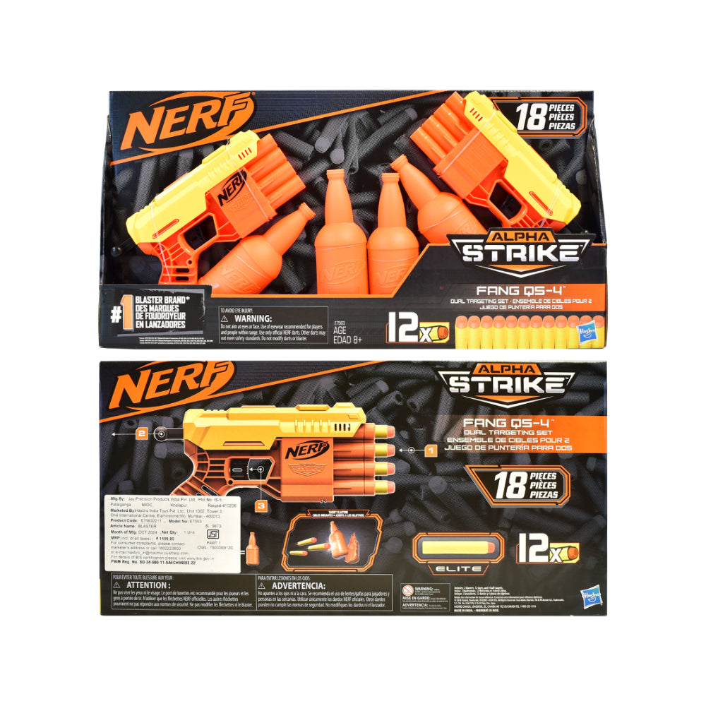 Nerf Alpha Strike Fang QS-4 Dual Target Blaster Set - 12 Darts, Ages 8+