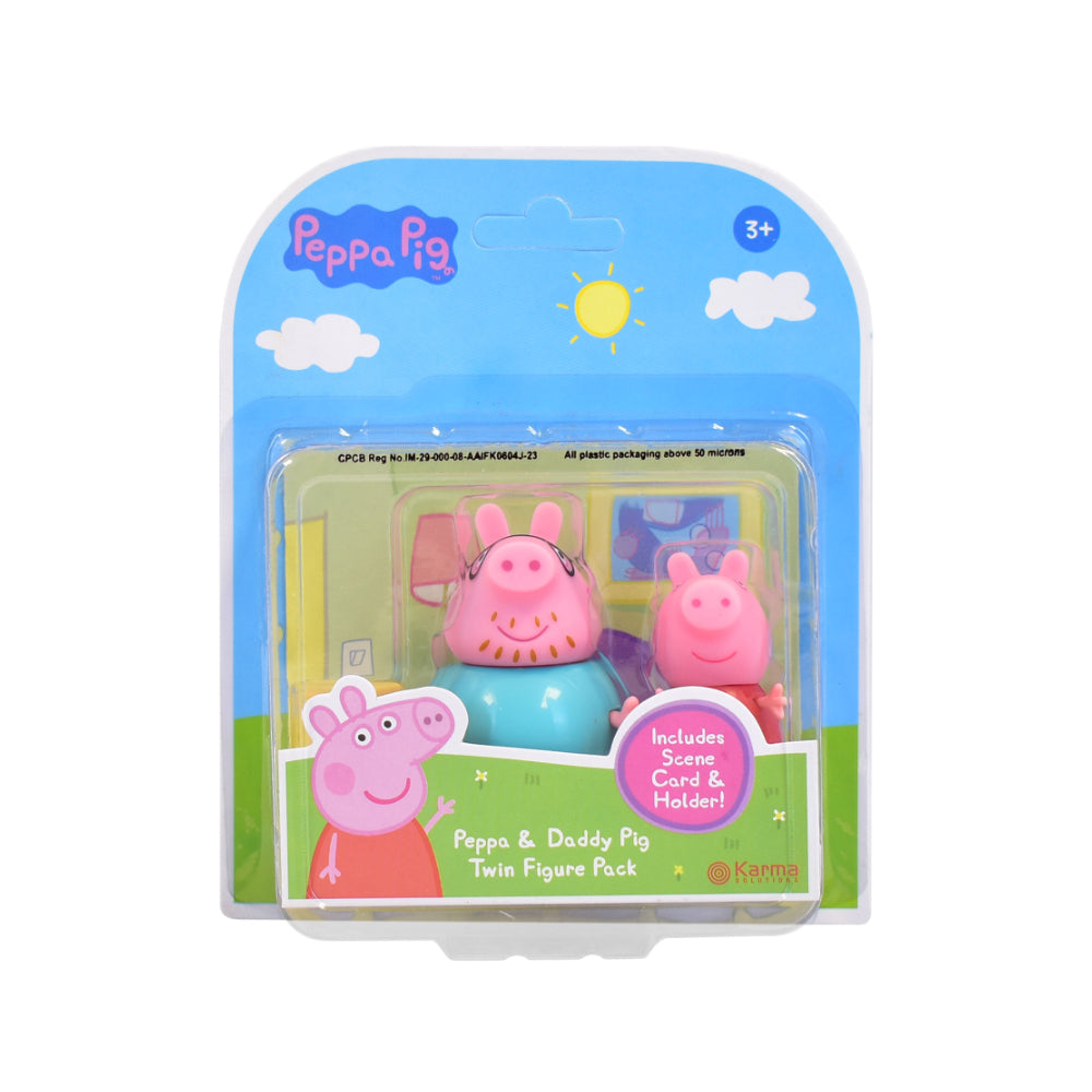 Peppa Pig Peppa and Daddy Pig Figure Pack - Scene Card, Ages 3+