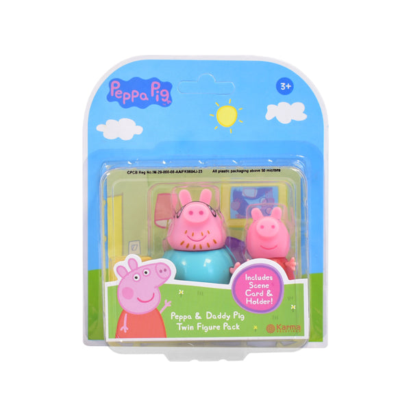 Peppa Pig Peppa and Daddy Pig Figure Pack - Scene Card, Ages 3+