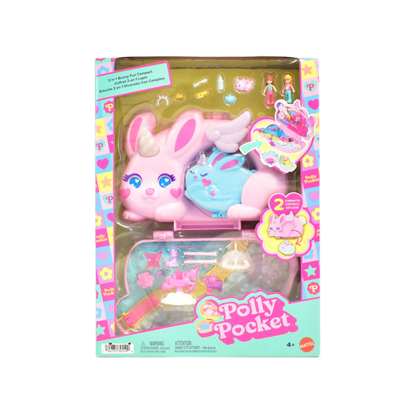 Polly Pocket 2-In-1 Bunny Fun Compact Playset - Micro Dolls, Age 4+