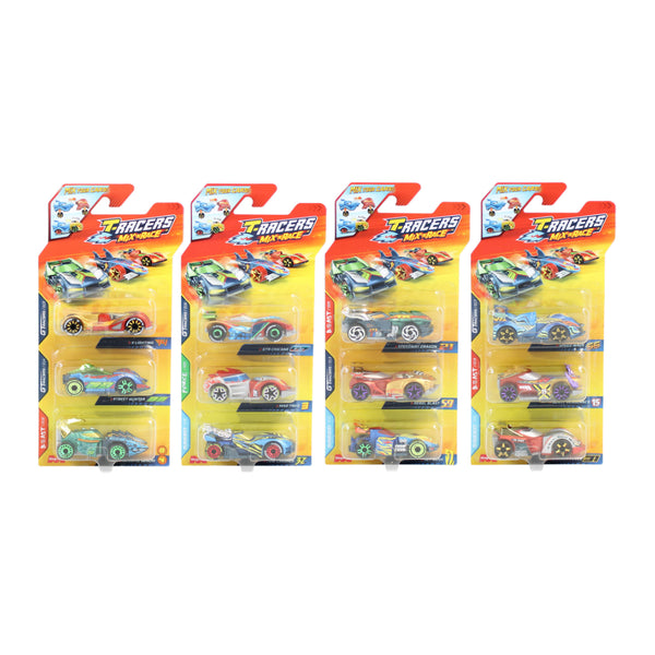 T-Racers Mix and Race Collectible Racing Cars - Pack of 3, Assorted Designs