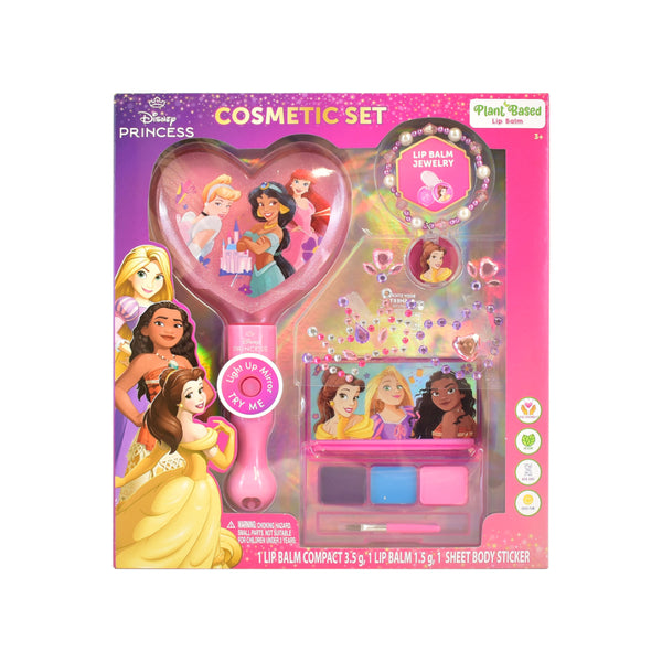 Disney Princess Lip Cosmetic Set - Light-Up Mirror, Balms, Stickers