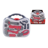 Children's Toy Tool Set in Acetate Carry Case - Assorted Tools, Red and Grey