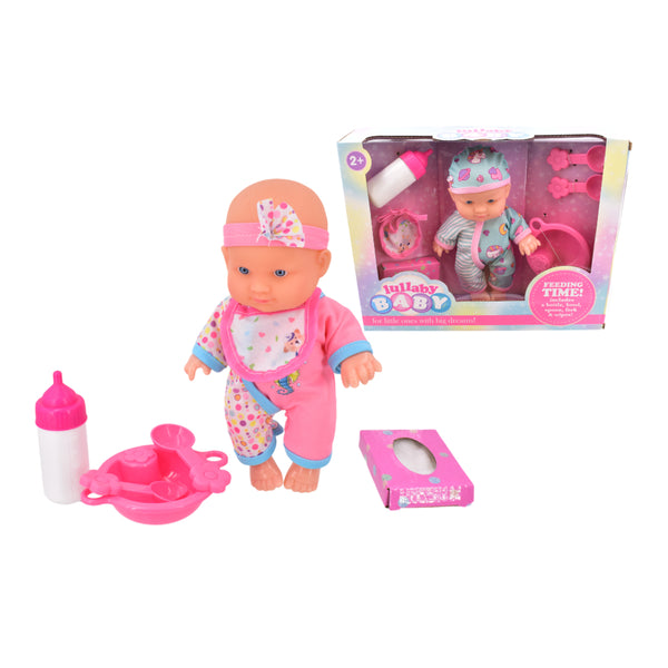 Cute Baby Doll with Feeding Accessories - 23cm, Ages 2+, Assorted Designs