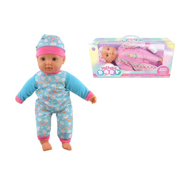 Soft-Bodied Baby Doll Set - 40cm, Bottle, Dummy, Assorted Designs